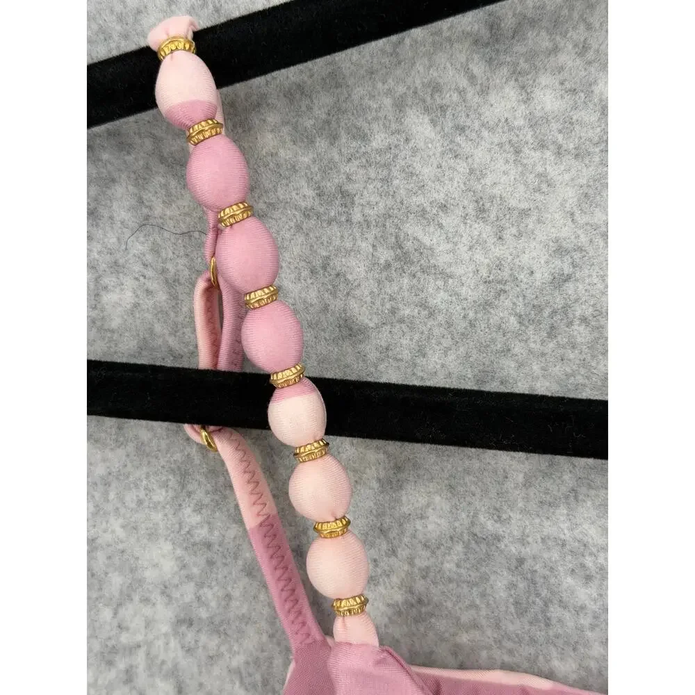 NWT ViX Paula Hermanny Pink Evie Duchese Beads Luli Bikini Top Size MEDIUM
